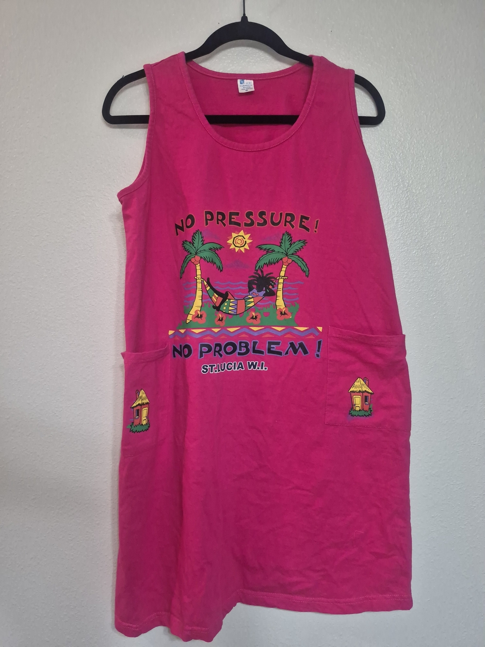 No Pressure! No Problem! Pink Tropical Tank Dress